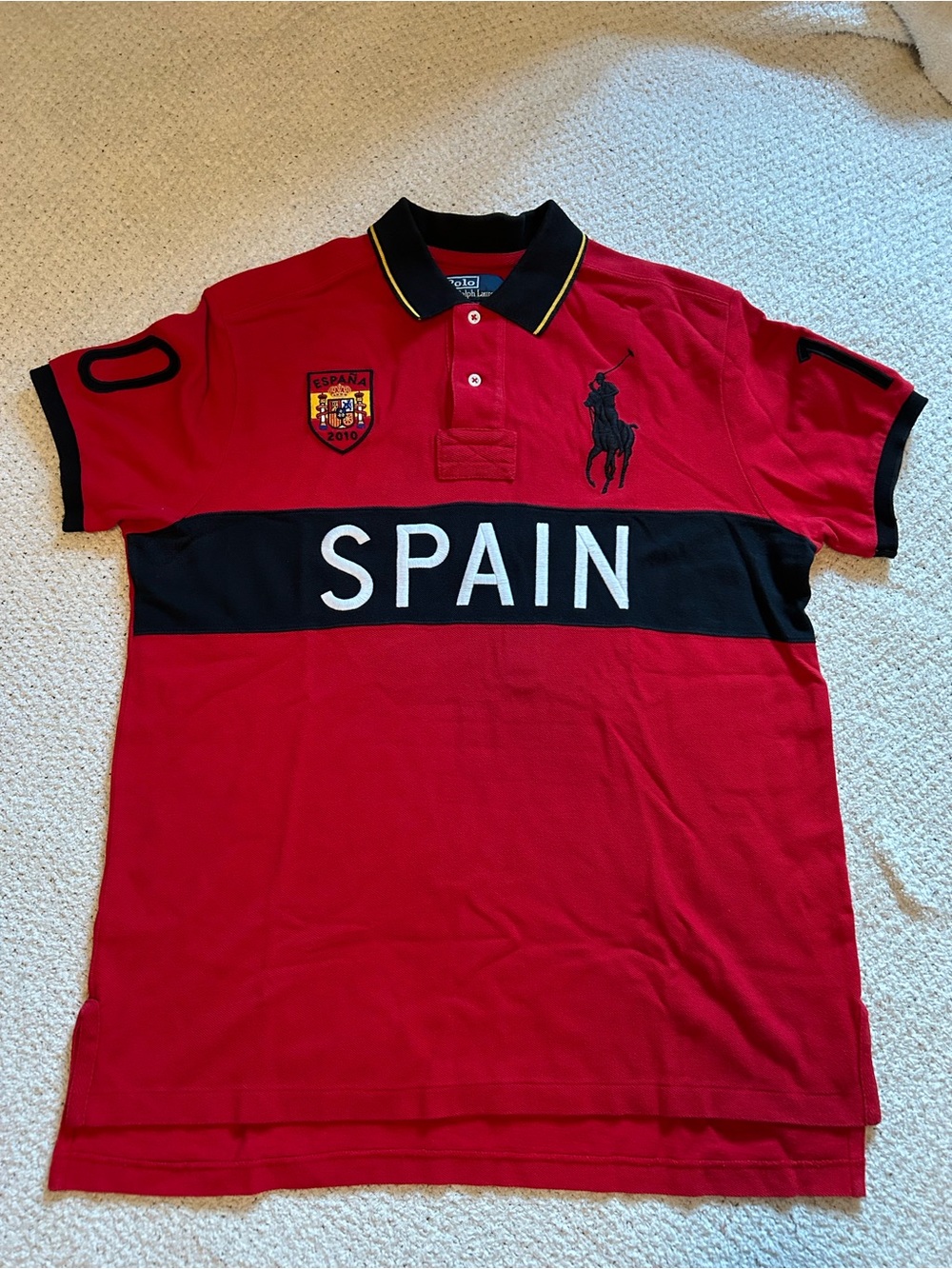 Large Vintage Polo Ralph Lauren Polo shirt SPAIN big pony polo #10 custom fit